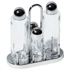 Salt & Pepper Shakers^Alessi 5070 condiment set, 4 pcs TransparentSilver-coloured