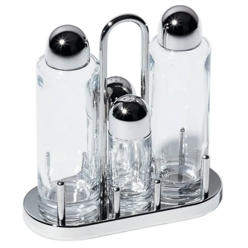 Salt & Pepper Shakers^Alessi 5070 condiment set, 4 pcs TransparentSilver-coloured