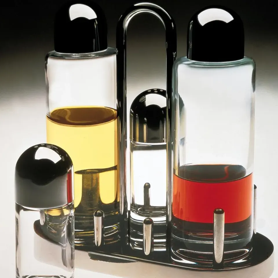 Salt & Pepper Shakers^Alessi 5070 condiment set, 4 pcs TransparentSilver-coloured