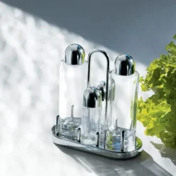 Salt & Pepper Shakers^Alessi 5070 condiment set, 4 pcs TransparentSilver-coloured