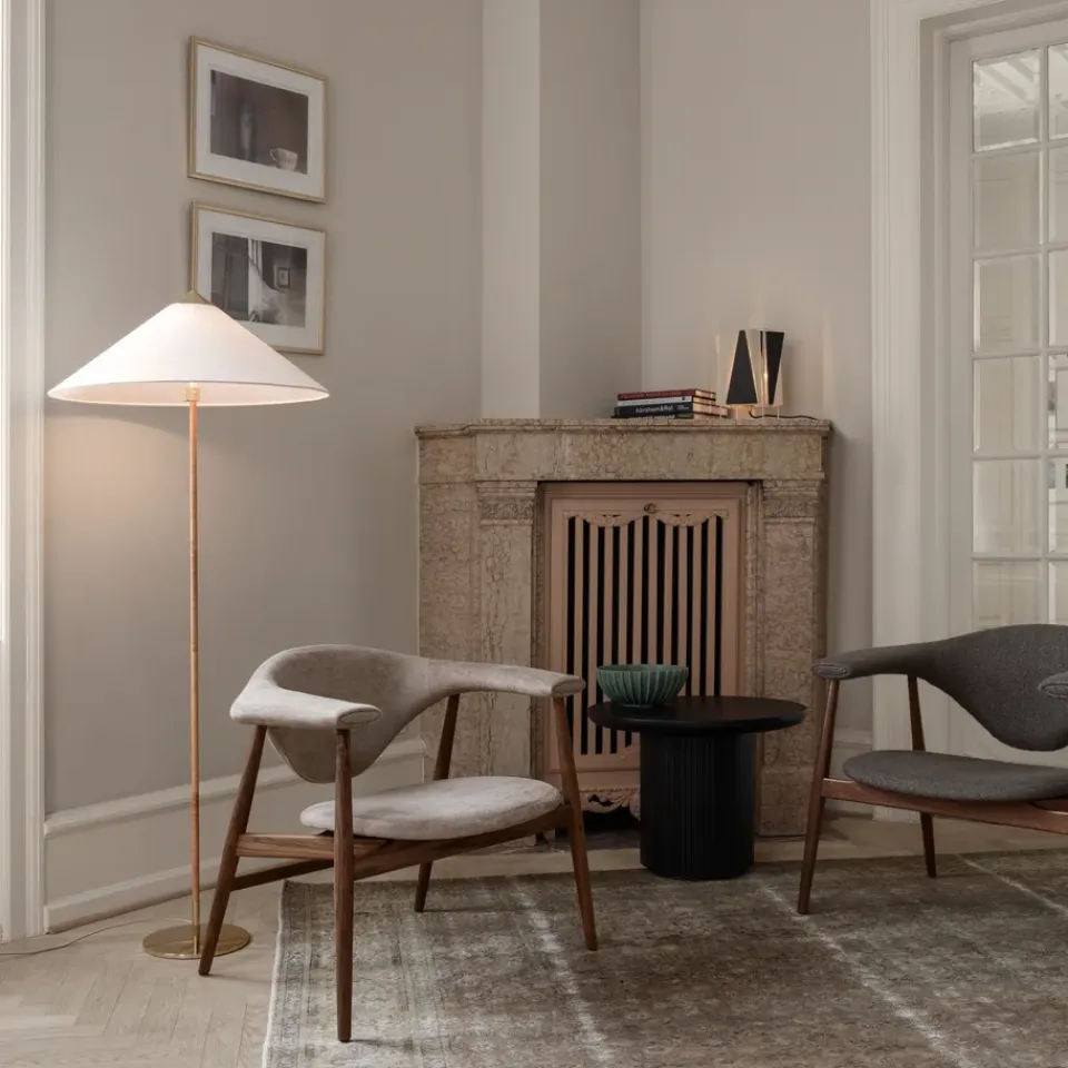 Clearance GUBI 9602 floor lamp, Brass-canvas Gold-coloured