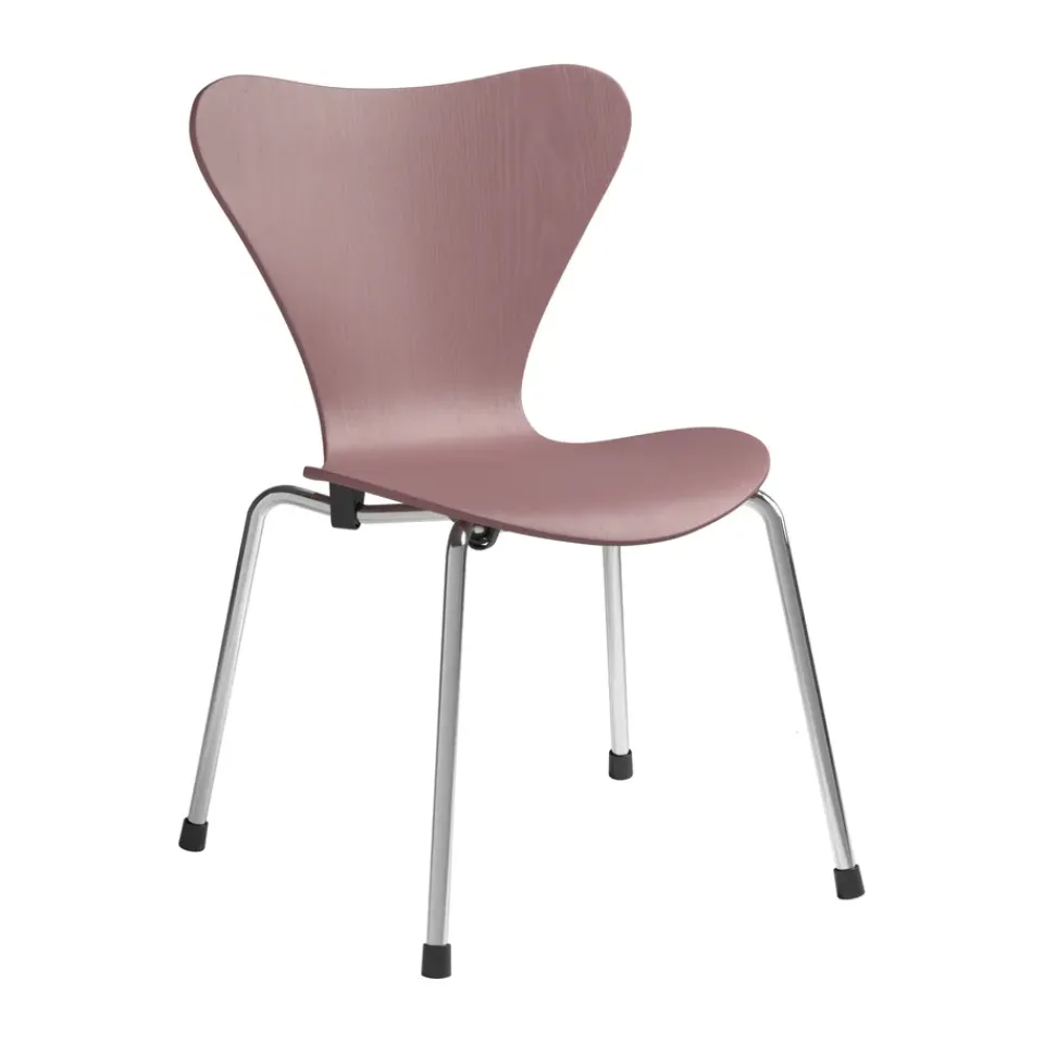 Children's Chairs|Children's Chairs^Fritz Hansen 3177 Series 7 children's chair, Wild rose painted ash-chrome PinkSilver-coloured