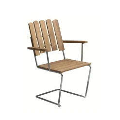 Seating^Grythyttan Stålmöbler A2 armchair, Teak-hot-dip galvanized stand Brown