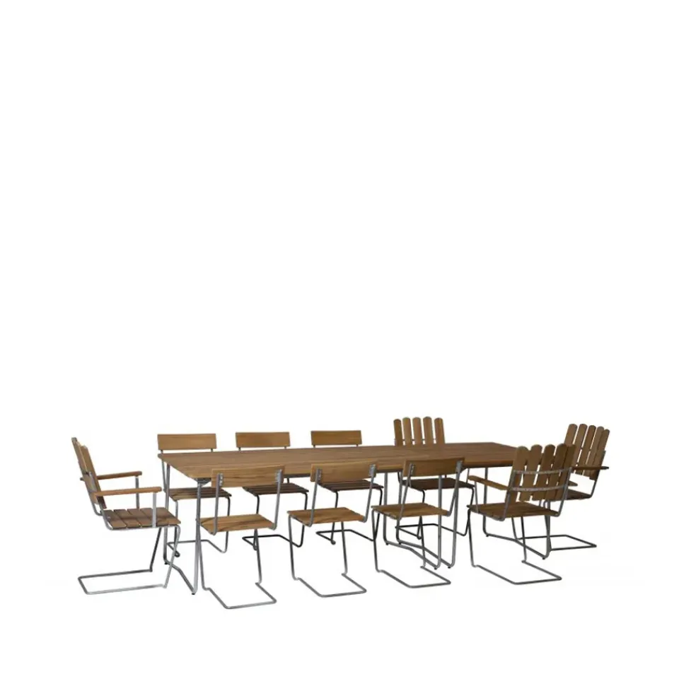 Seating^Grythyttan Stålmöbler A2 armchair, Teak-hot-dip galvanized stand Brown
