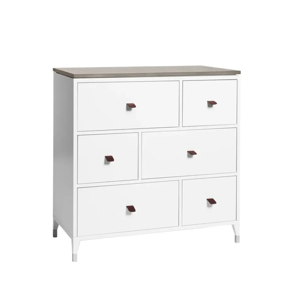 Discount Mavis Abisko chest of drawers, , concrete top, 6 drawers White