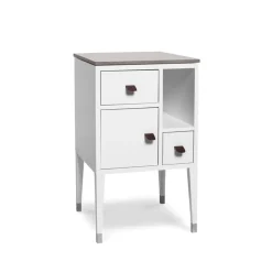Bedside Tables^Mavis Abisko high leg bedside table, , concrete top, handle brown elk leather White