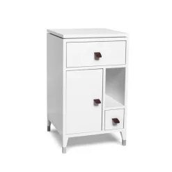Discount Mavis Abisko low leg bedside table, , handle in brown elk leather White