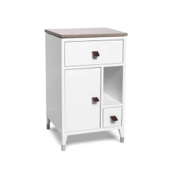 Best Mavis Abisko low leg bedside table, , top concrete, handle brown elk leather White