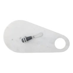 Outlet Bloomingville Abrielle cheese knife with cutting board 20x42 cm, marble-stainless steel White