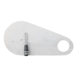 Outlet Bloomingville Abrielle cheese knife with cutting board 20x42 cm, marble-stainless steel White