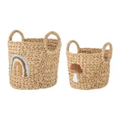Storage For The Kids Room^Bloomingville Agnes storage box with handle 2 pieces, Rainbow-Mushroom BeigeBrown
