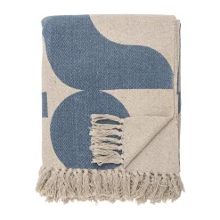 Cotton Blankets & Throws^Bloomingville Agno cotton throw 130x160 cm, Beige-blue BeigeBlue