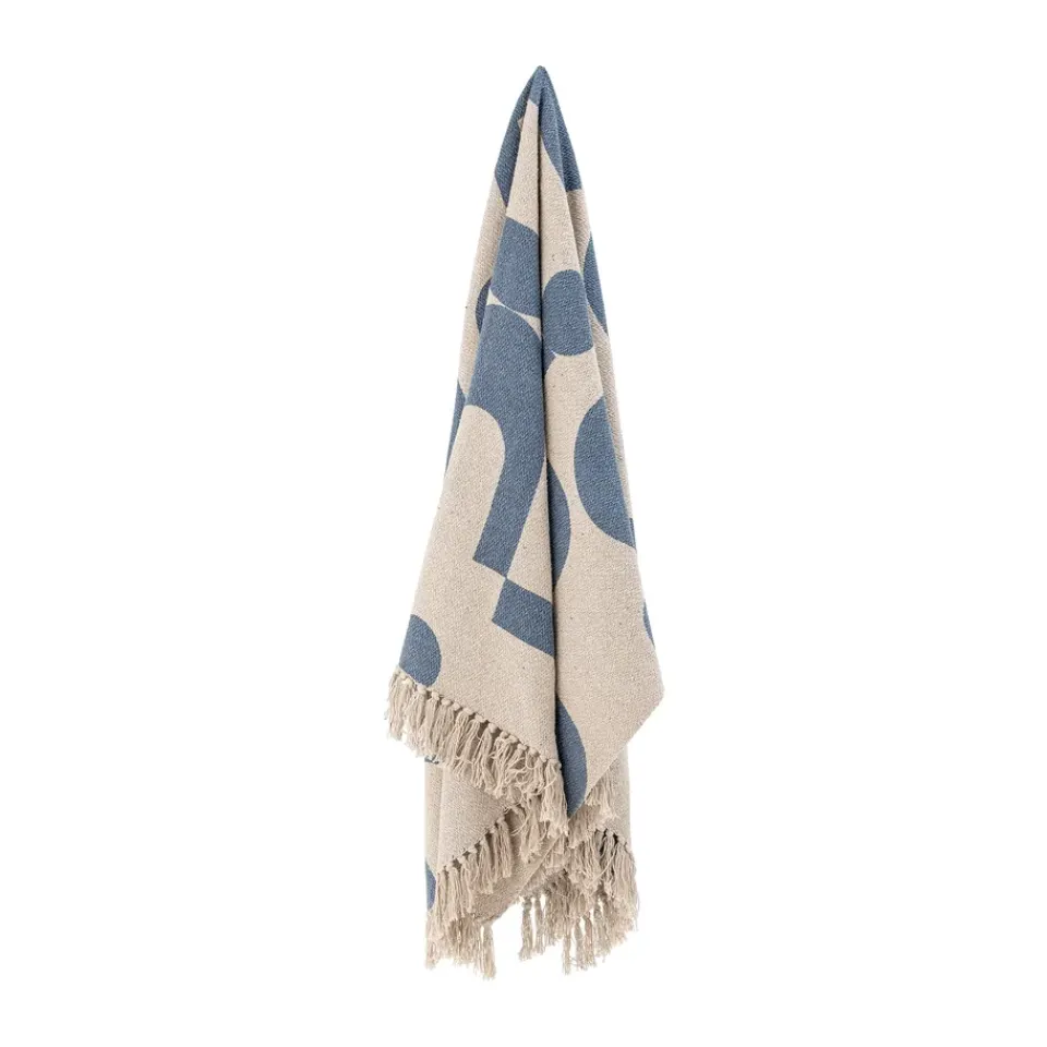Cotton Blankets & Throws^Bloomingville Agno cotton throw 130x160 cm, Beige-blue BeigeBlue