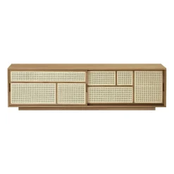 T.V & Media Units|T.V & Media Units^Design House Stockholm Air side table low, Oak, rattan Brown