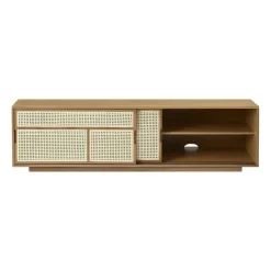 T.V & Media Units|T.V & Media Units^Design House Stockholm Air side table low, Oak, rattan Brown