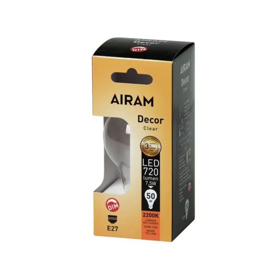 Other Lighting Accessories|Light Bulbs^Airam Filament LED-normal light source, Clear-4 filament-dimmable e27-8w Transparent