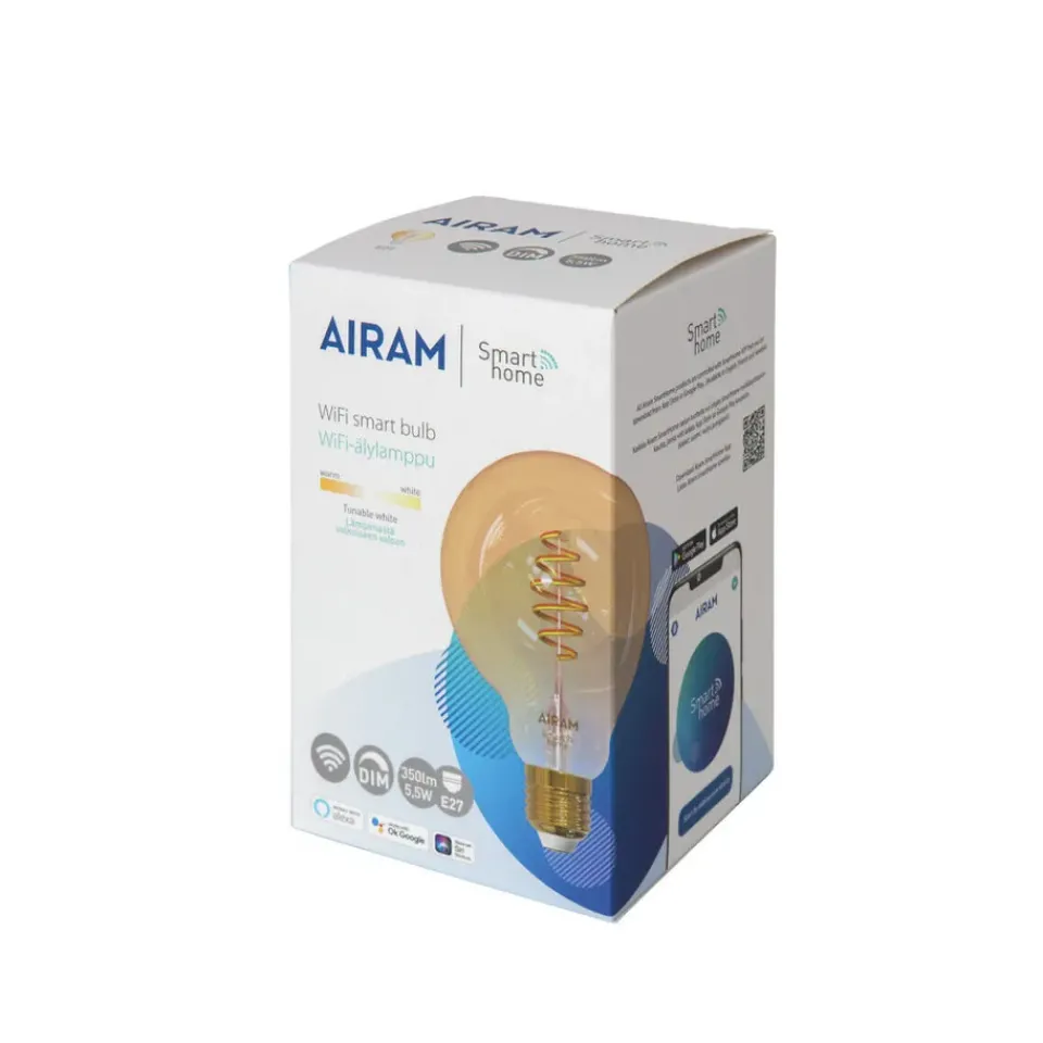 Other Lighting Accessories|Light Bulbs^Airam Smart Home Filament LED-globe light source, Amber, 95mm, spiral e27, 6w Orange