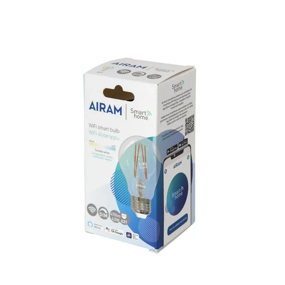 Light Bulbs^Airam Smart Home Filament LED-normal light source, Clear e27, 5w Transparent
