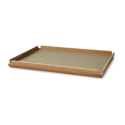 Trays^LIND DNA Airy teak tray Square L, Nupo herbal dust Beige