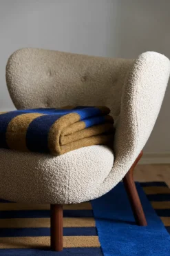 Discount Scandi Living Aisles wool blanket 130x180 cm, Blue BlueBrown