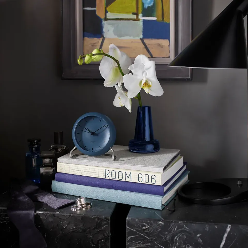 New Arne Jacobsen Clocks AJ City Hall table clock, stone Blue
