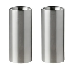 Salt & Pepper Grinders|Salt & Pepper Shakers^Stelton AJ cylinda-line salt- and papper set, Stainless steel Silver-coloured