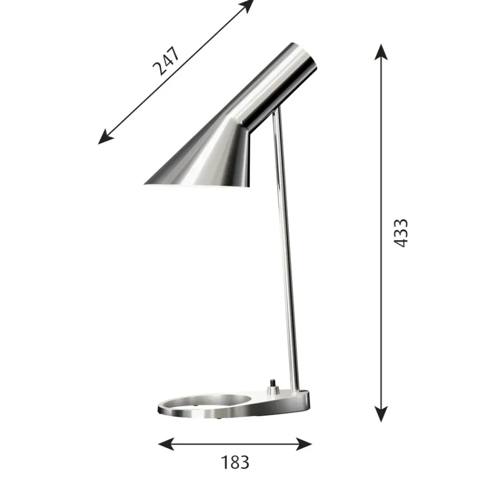 Louis Poulsen AJ MINI table lamp, Stainless steel polished Silver-coloured