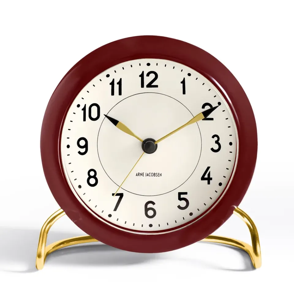 Clearance Arne Jacobsen Clocks AJ Station table clock burgundy, burgundy Red