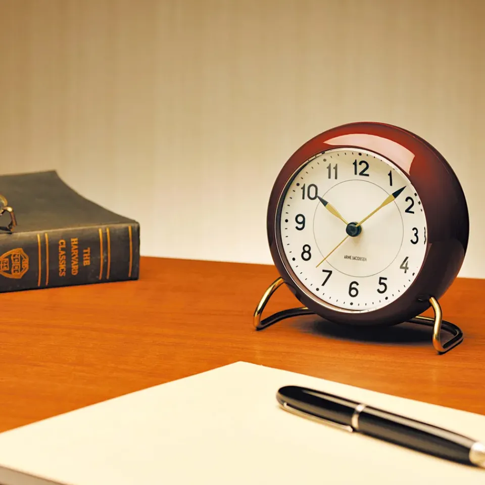 Clearance Arne Jacobsen Clocks AJ Station table clock burgundy, burgundy Red