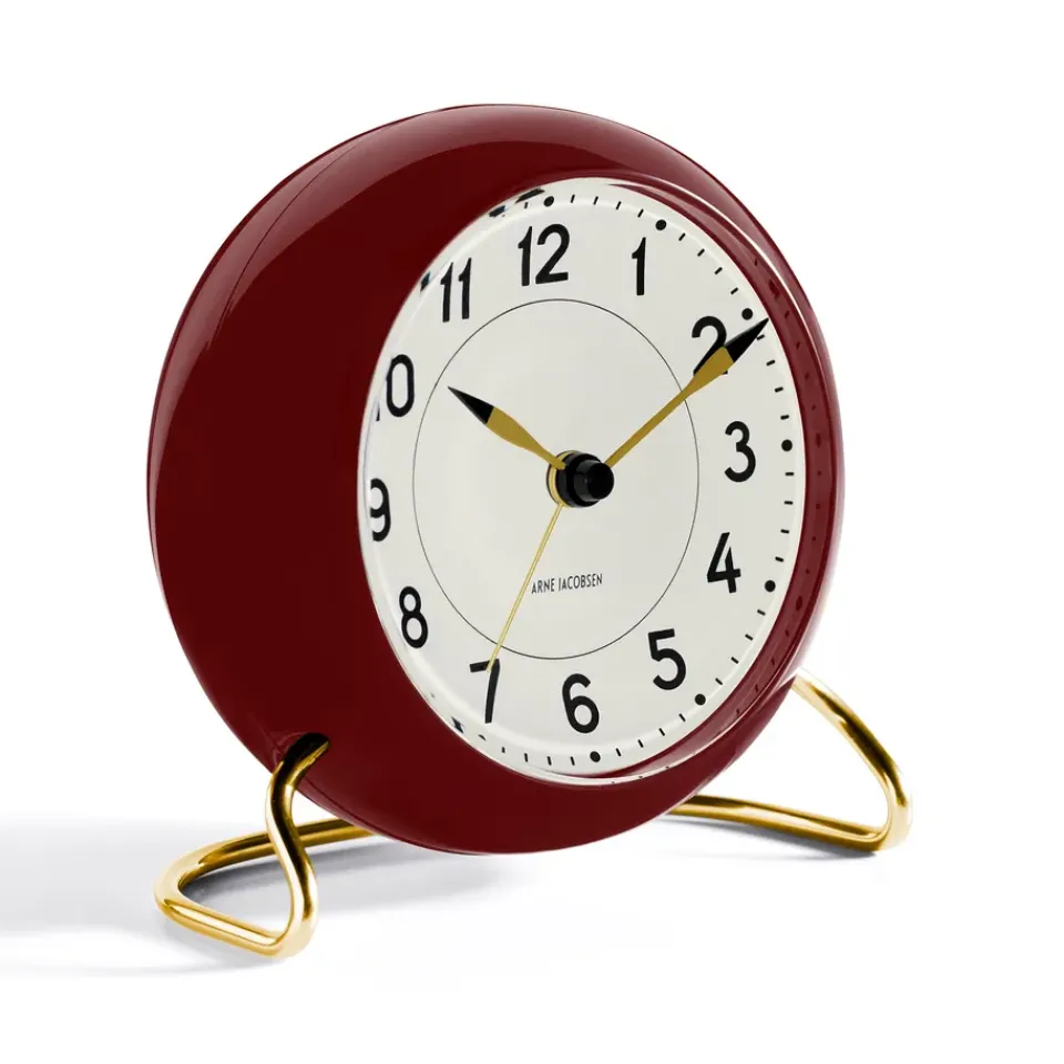 Clearance Arne Jacobsen Clocks AJ Station table clock burgundy, burgundy Red