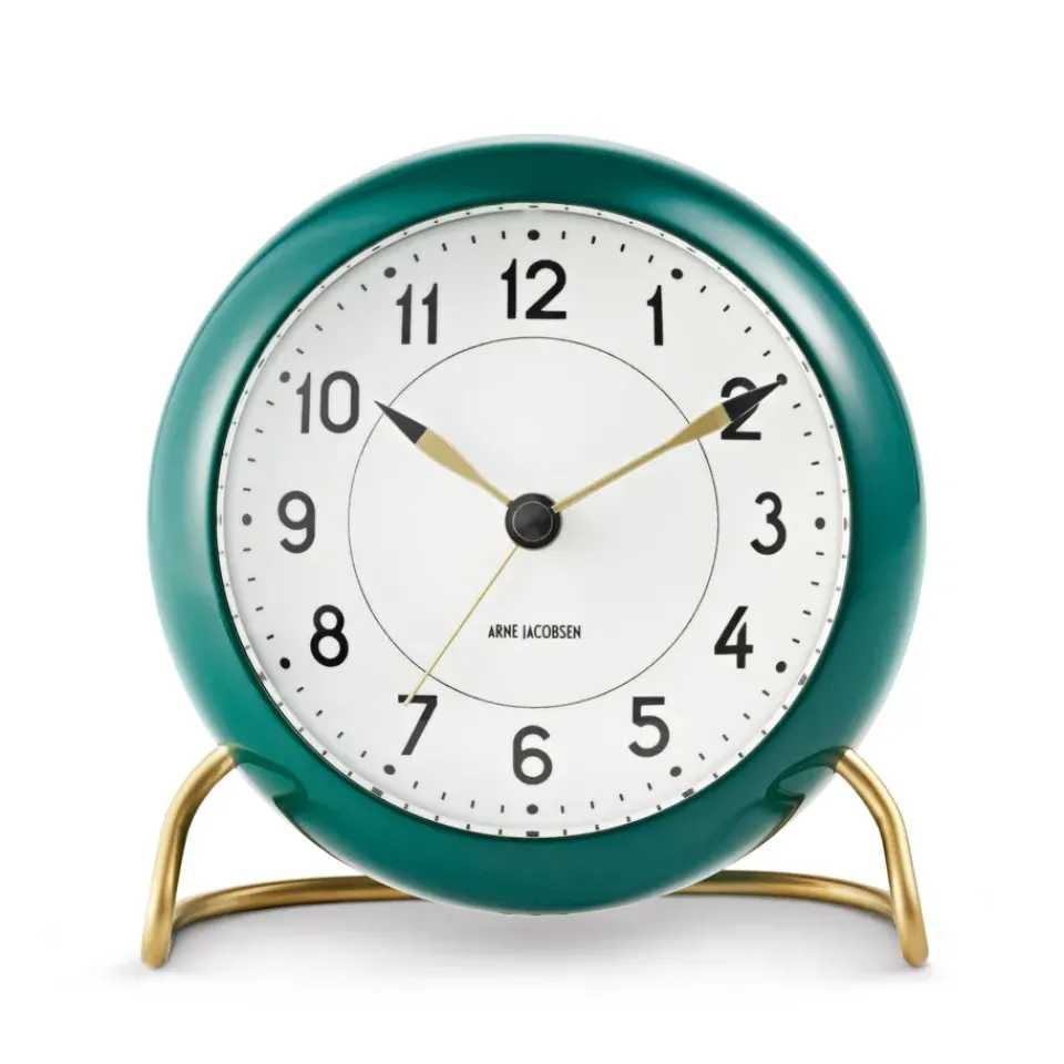 Mantel & Table Clocks^Arne Jacobsen Clocks AJ Station table clock green, green GreenGold-coloured