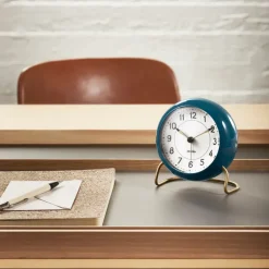Mantel & Table Clocks^Arne Jacobsen Clocks AJ Station table clock petrol blue, petrol blue BlueWhite
