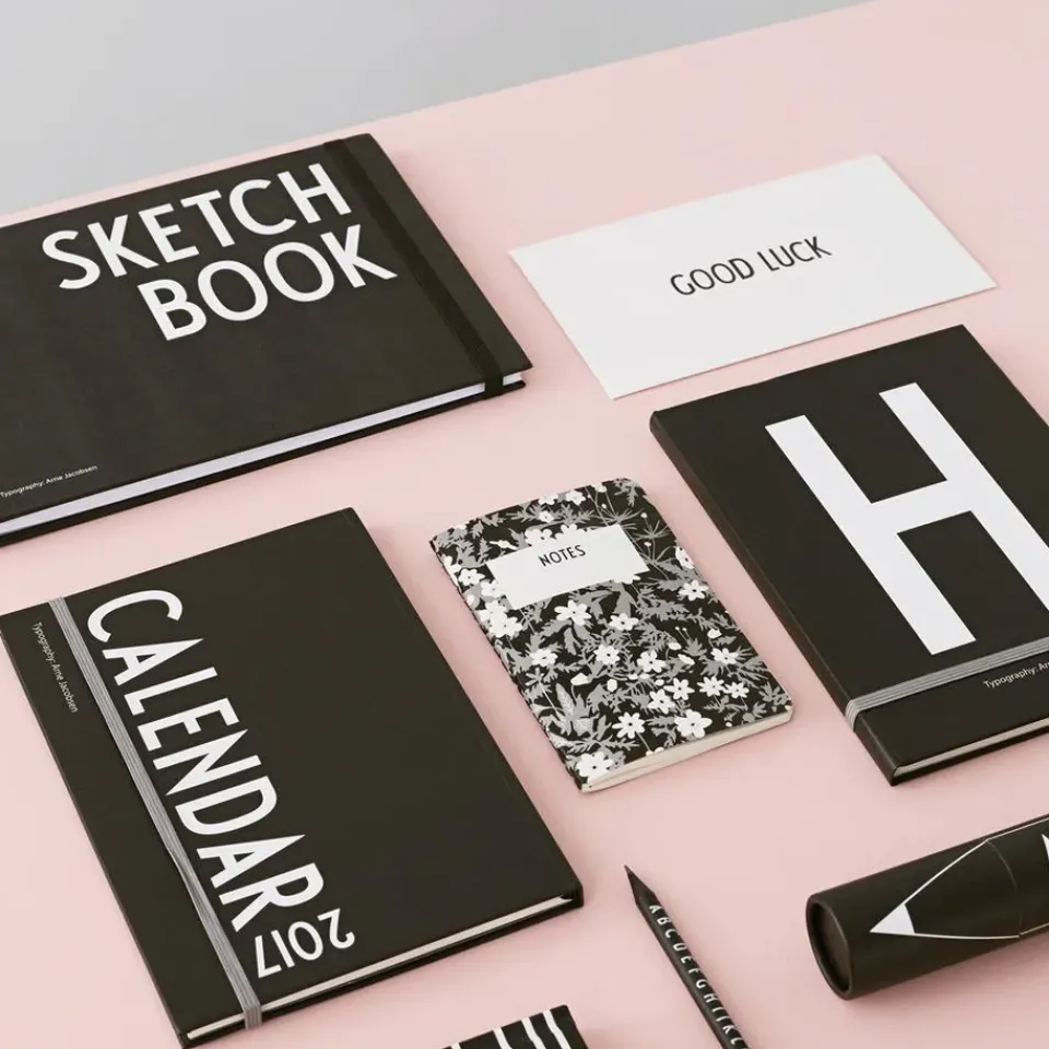 Calendars & Notebooks^Design Letters AJ Vintage ABC card, Good Luck BlackWhite