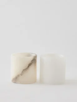 Clearance Tell Me More Alabaster candle holder, White-beige, S 10 cm WhiteBeige