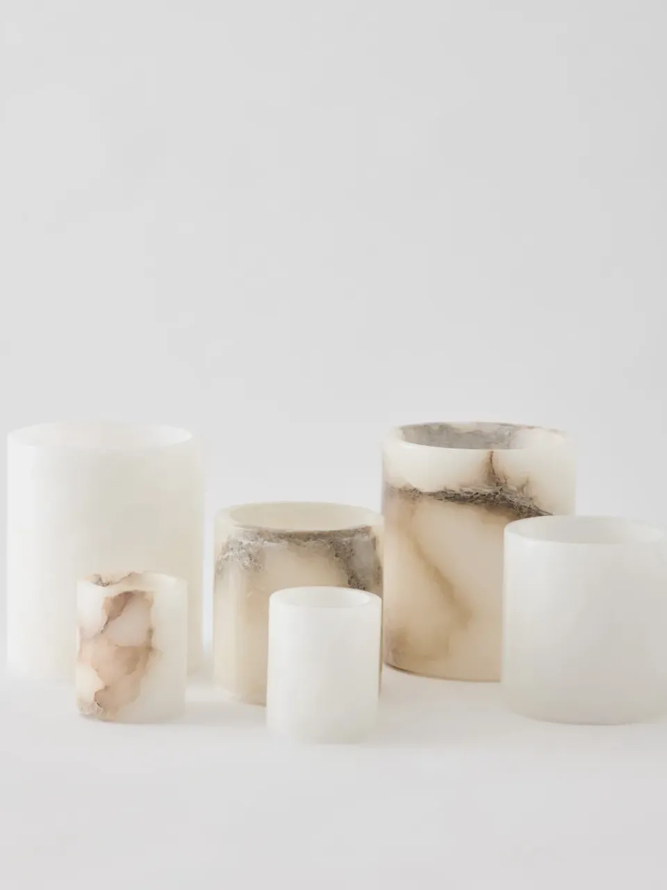 Clearance Tell Me More Alabaster candle holder, White-beige, S 10 cm WhiteBeige