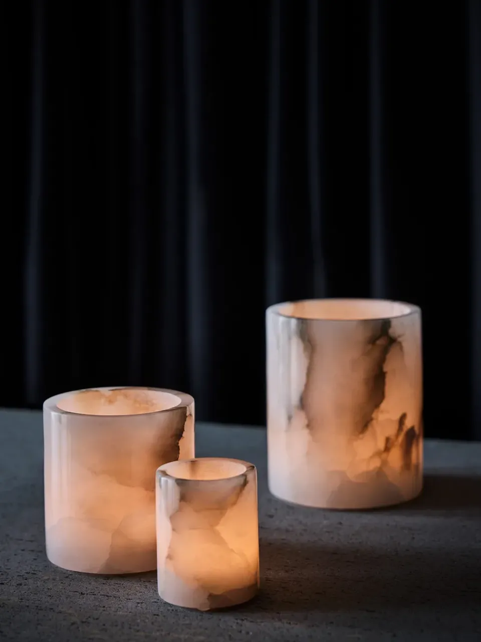 Clearance Tell Me More Alabaster candle holder, White-beige, S 10 cm WhiteBeige