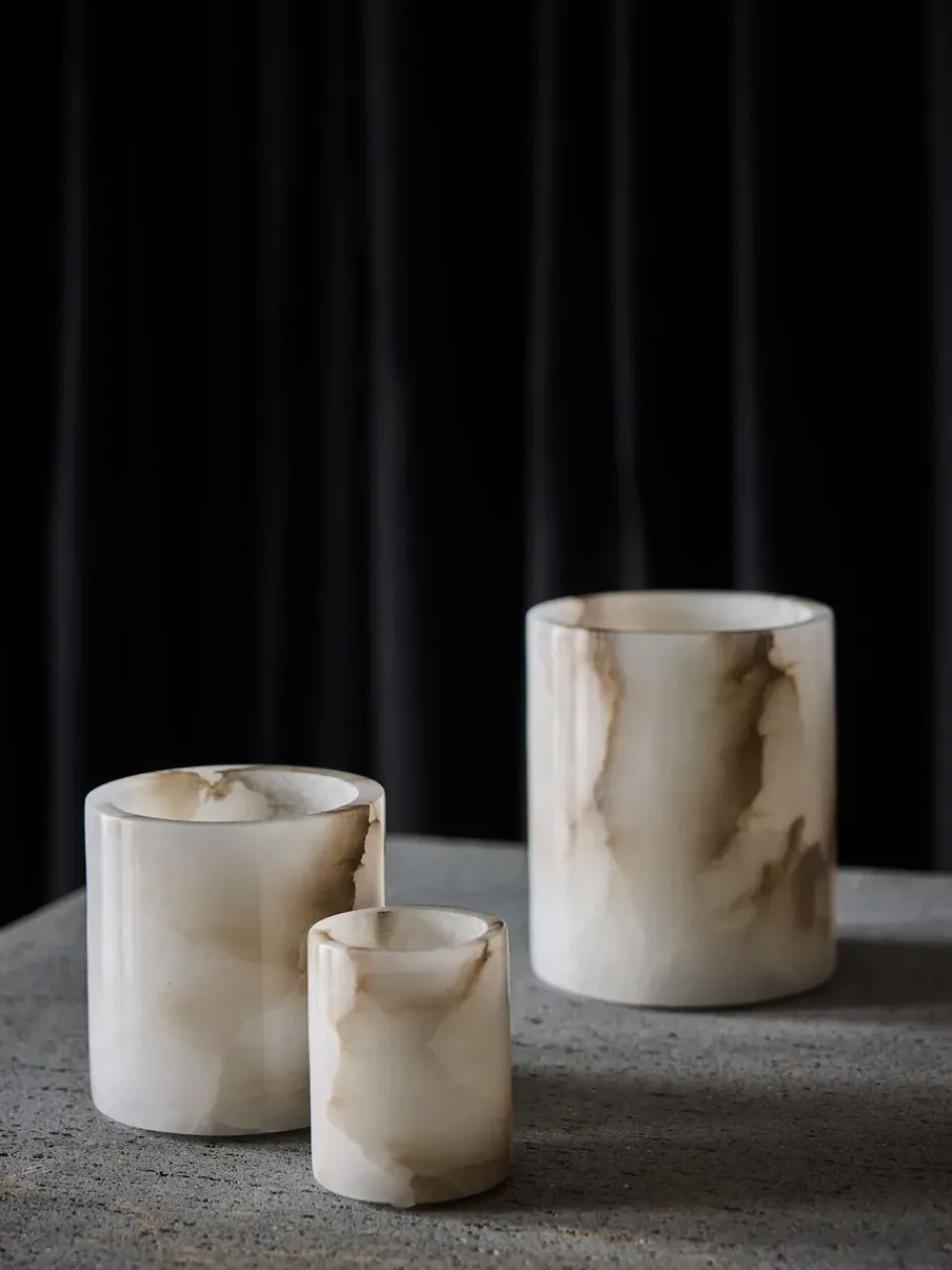 Clearance Tell Me More Alabaster candle holder, White-beige, S 10 cm WhiteBeige