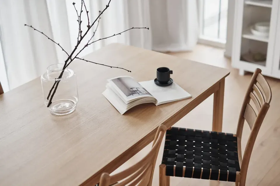 1898 Alfred dining table 90x220 cm, White pigmented oak Beige