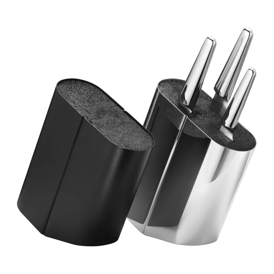 Knife Storage & Holders|Knife Blocks^Georg Jensen Alfredo knife block, Stainless steel-silver Transparent