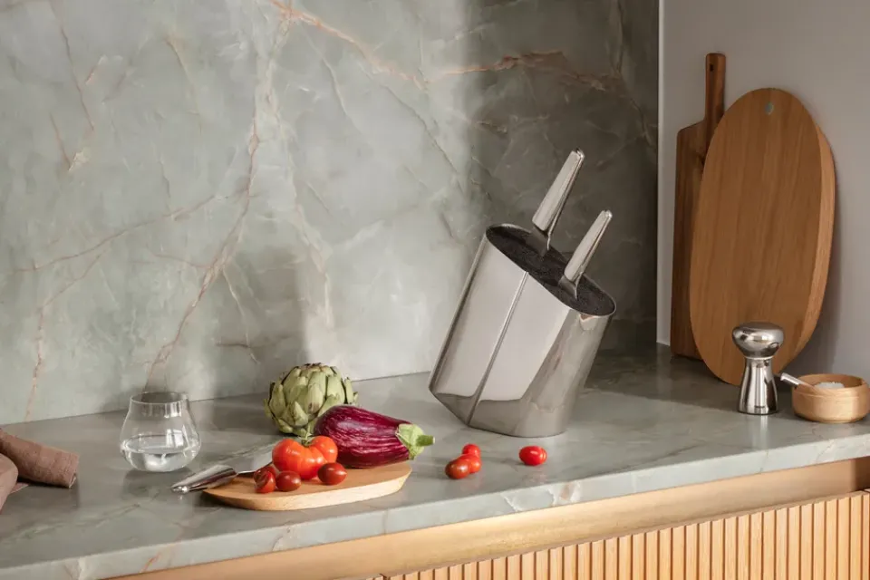Knife Storage & Holders|Knife Blocks^Georg Jensen Alfredo knife block, Stainless steel-silver Transparent