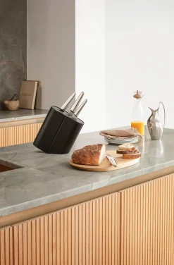 Georg Jensen Alfredo knife block, Stainless steel- Black