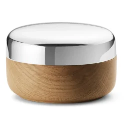 Salt & Pepper Shakers^Georg Jensen Alfredo salt cellar Ø8.5 cm, Oak-stainless steel BrownSilver-coloured