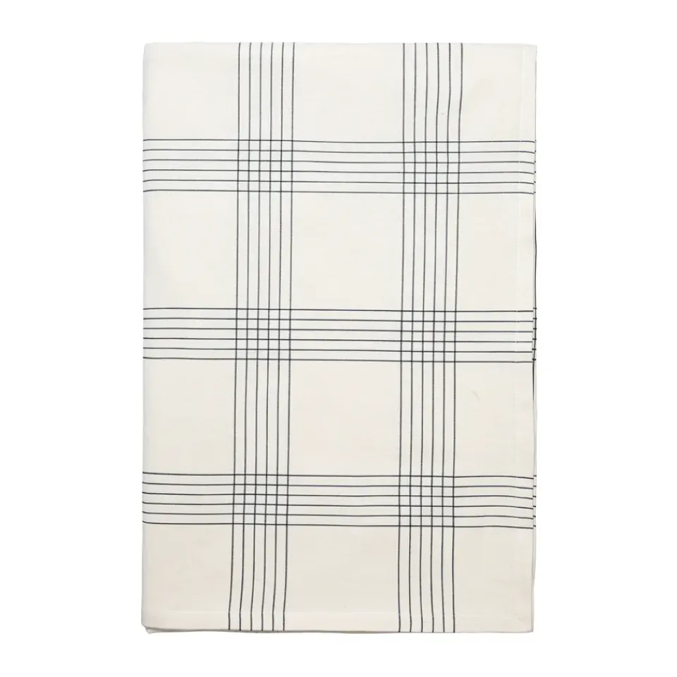 Outlet Broste Copenhagen Alice tablecloth, 160x200 cm, Black-Natural BlackBeige