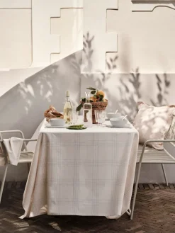 Sale Broste Copenhagen Alice tablecloth, 160x300 cm, Dusty blue-Natural BlueBeige