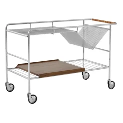 &Tradition Alima storage trolley varnished walnut, Chrome & lacquered walnut BrownSilver-coloured