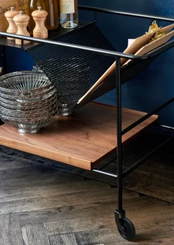 Sale &Tradition Alima storage trolley varnished walnut, Black & lacquered walnut BlackBrown