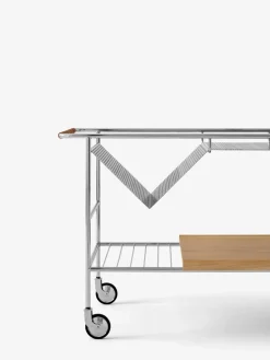 Discount &Tradition Alima storage trolley varnished oak, Chrome & lacquered oak BrownSilver-coloured