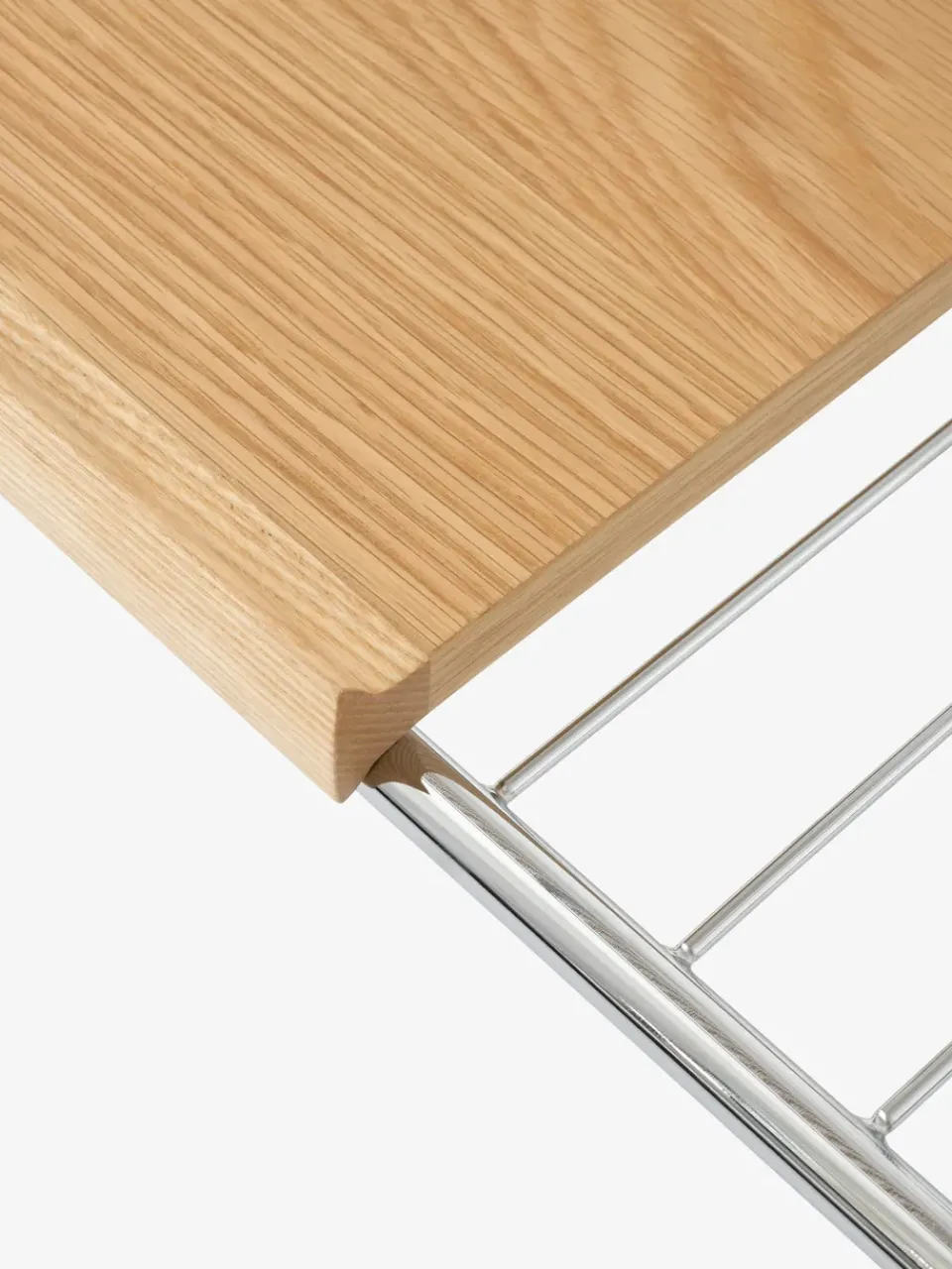 Discount &Tradition Alima storage trolley varnished oak, Chrome & lacquered oak BrownSilver-coloured