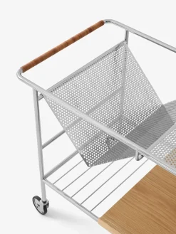 Discount &Tradition Alima storage trolley varnished oak, Chrome & lacquered oak BrownSilver-coloured