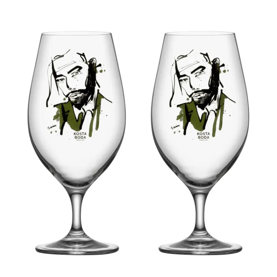Beer Glasses^Kosta Boda All about you beer glass 40 cl 2-pack, Want him (green) GreenTransparent